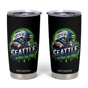 Lets Go Seattle Athletic Helmet Dripping Style Graphic Tumbler Cup Game Day Sports Fan