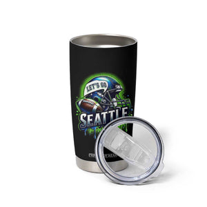 Lets Go Seattle Athletic Helmet Dripping Style Graphic Tumbler Cup Game Day Sports Fan