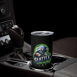 Lets Go Seattle Athletic Helmet Dripping Style Graphic Tumbler Cup Game Day Sports Fan