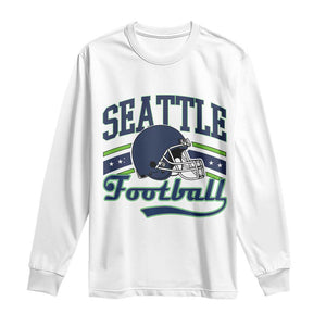 Classic Seattle Athletic Helmet Graphic Long Sleeve Shirt Vintage Game Day Sports Fan