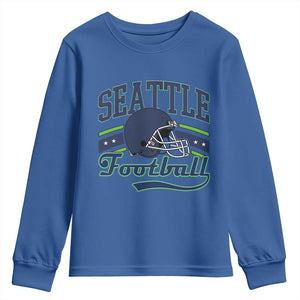Classic Seattle Athletic Helmet Graphic Youth Sweatshirt Vintage Game Day Sports Fan
