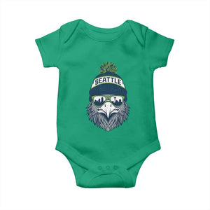 Cool Hawk with Beanie Sunglasses Sports Graphic Baby Onesie Seattle City Skyline Pride Game Day Sports Fan