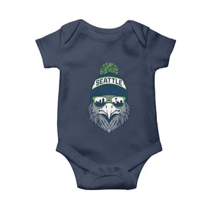 Cool Hawk with Beanie Sunglasses Sports Graphic Baby Onesie Seattle City Skyline Pride Game Day Sports Fan