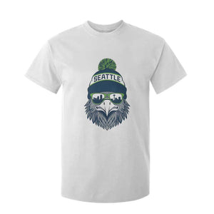 Cool Hawk with Beanie Sunglasses Sports Graphic T Shirt For Kid Seattle City Skyline Pride Game Day Sports Fan
