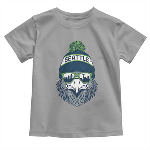 Cool Hawk with Beanie Sunglasses Sports Graphic Toddler T Shirt Seattle City Skyline Pride Game Day Sports Fan