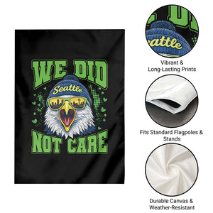 We Did Not Care Seattle Game Day Garden Flag Bold Sarcastic Hawk City Skyline Sports Fan