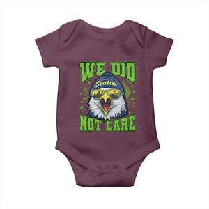 We Did Not Care Seattle Game Day Baby Onesie Bold Sarcastic Hawk City Skyline Sports Fan