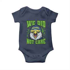 We Did Not Care Seattle Game Day Baby Onesie Bold Sarcastic Hawk City Skyline Sports Fan