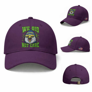 We Did Not Care Seattle Game Day Baseball Cap Bold Sarcastic Hawk City Skyline Sports Fan