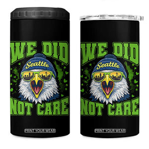 We Did Not Care Seattle Game Day 4 in 1 Can Cooler Tumbler Bold Sarcastic Hawk City Skyline Sports Fan