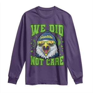 We Did Not Care Seattle Game Day Long Sleeve Shirt Bold Sarcastic Hawk City Skyline Sports Fan