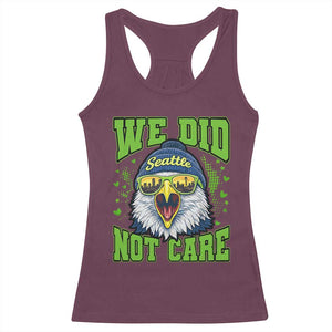We Did Not Care Seattle Game Day Racerback Tank Top Bold Sarcastic Hawk City Skyline Sports Fan