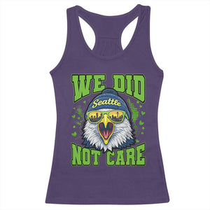 We Did Not Care Seattle Game Day Racerback Tank Top Bold Sarcastic Hawk City Skyline Sports Fan