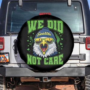 We Did Not Care Seattle Game Day Spare Tire Cover Bold Sarcastic Hawk City Skyline Sports Fan