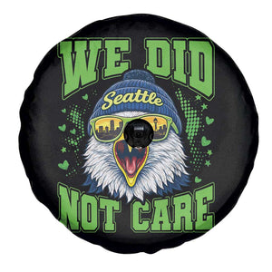 We Did Not Care Seattle Game Day Spare Tire Cover Bold Sarcastic Hawk City Skyline Sports Fan