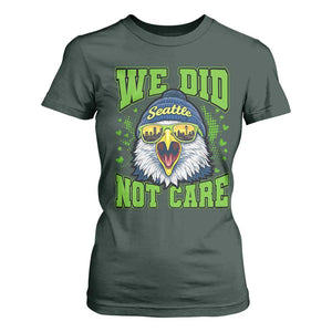We Did Not Care Seattle Game Day T Shirt For Women Bold Sarcastic Hawk City Skyline Sports Fan