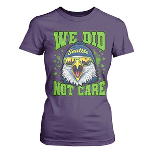 We Did Not Care Seattle Game Day T Shirt For Women Bold Sarcastic Hawk City Skyline Sports Fan