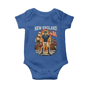 New England Fiery Skeleton Game Day Graphic Baby Onesie Patriotic Revolutionary Sports Fan