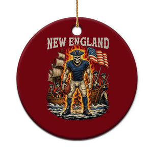 New England Fiery Skeleton Game Day Graphic Ceramic Ornament Patriotic Revolutionary Sports Fan