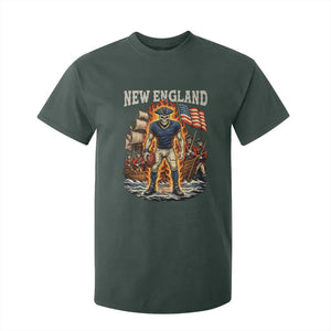 New England Fiery Skeleton Game Day Graphic T Shirt For Kid Patriotic Revolutionary Sports Fan