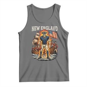 New England Fiery Skeleton Game Day Graphic Tank Top Patriotic Revolutionary Sports Fan