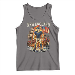 New England Fiery Skeleton Game Day Graphic Tank Top Patriotic Revolutionary Sports Fan