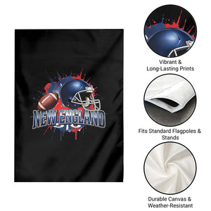 New England Athletic Helmet Graphic Paint Splatter Graphic Garden Flag Patriotic Game Day Sports Fan