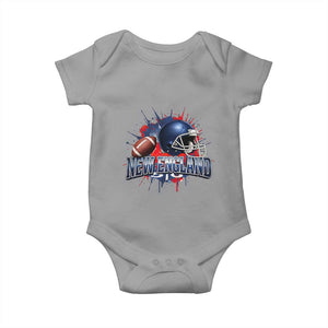 New England Athletic Helmet Graphic Paint Splatter Graphic Baby Onesie Patriotic Game Day Sports Fan