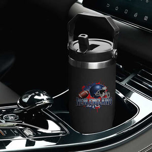 New England Athletic Helmet Graphic Paint Splatter Graphic Flip Straw Tumbler Patriotic Game Day Sports Fan