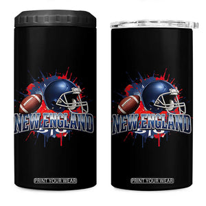 New England Athletic Helmet Graphic Paint Splatter Graphic 4 in 1 Can Cooler Tumbler Patriotic Game Day Sports Fan