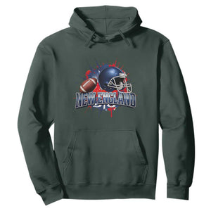 New England Athletic Helmet Graphic Paint Splatter Graphic Hoodie Patriotic Game Day Sports Fan