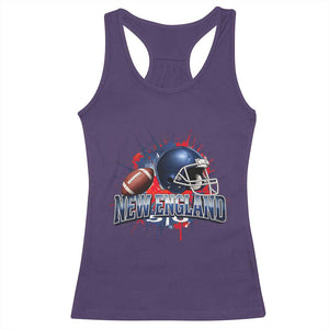 New England Athletic Helmet Graphic Paint Splatter Graphic Racerback Tank Top Patriotic Game Day Sports Fan