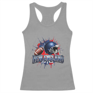New England Athletic Helmet Graphic Paint Splatter Graphic Racerback Tank Top Patriotic Game Day Sports Fan
