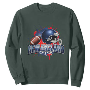 New England Athletic Helmet Graphic Paint Splatter Graphic Sweatshirt Patriotic Game Day Sports Fan