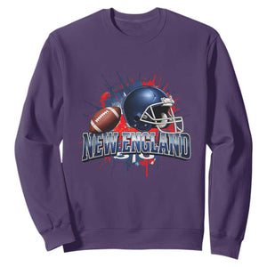 New England Athletic Helmet Graphic Paint Splatter Graphic Sweatshirt Patriotic Game Day Sports Fan