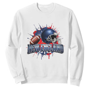 New England Athletic Helmet Graphic Paint Splatter Graphic Sweatshirt Patriotic Game Day Sports Fan