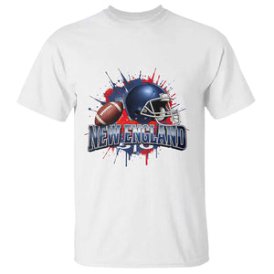 New England Athletic Helmet Graphic Paint Splatter Graphic T Shirt Patriotic Game Day Sports Fan