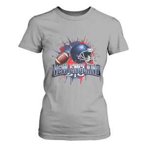 New England Athletic Helmet Graphic Paint Splatter Graphic T Shirt For Women Patriotic Game Day Sports Fan