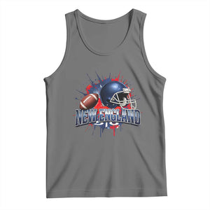New England Athletic Helmet Graphic Paint Splatter Graphic Tank Top Patriotic Game Day Sports Fan