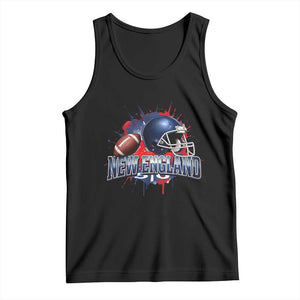 New England Athletic Helmet Graphic Paint Splatter Graphic Tank Top Patriotic Game Day Sports Fan