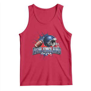 New England Athletic Helmet Graphic Paint Splatter Graphic Tank Top Patriotic Game Day Sports Fan