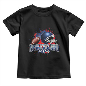 New England Athletic Helmet Graphic Paint Splatter Graphic Toddler T Shirt Patriotic Game Day Sports Fan