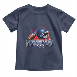 New England Athletic Helmet Graphic Paint Splatter Graphic Toddler T Shirt Patriotic Game Day Sports Fan
