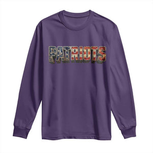 Patriotic American Flag Lettering Sports Graphic Long Sleeve Shirt Vintage Game Day Sports Fan