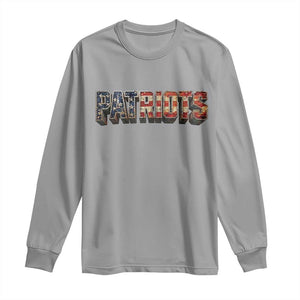 Patriotic American Flag Lettering Sports Graphic Long Sleeve Shirt Vintage Game Day Sports Fan