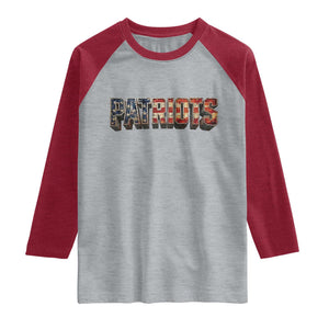 Patriotic American Flag Lettering Sports Graphic Raglan Shirt Vintage Game Day Sports Fan