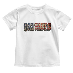 Patriotic American Flag Lettering Sports Graphic Toddler T Shirt Vintage Game Day Sports Fan