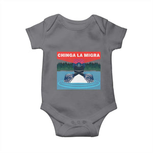 Chinga La Migra Red Eye Laser Loon Baby Onesie Political Resist Ice Minnesota Protest TS02 Charcoal Print Your Wear