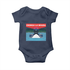 Chinga La Migra Red Eye Laser Loon Baby Onesie Political Resist Ice Minnesota Protest TS02 Navy Print Your Wear