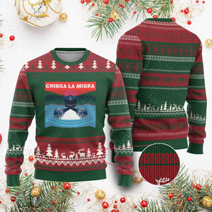 Chinga La Migra Red Eye Laser Loon Ugly Christmas Sweater Political Resist Ice Minnesota Protest TS02 Red Green Print Your Wear
